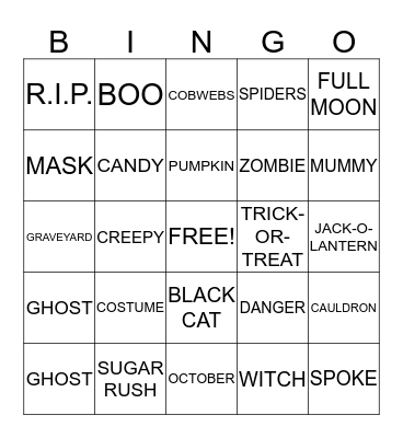Fall Party Bingo Card
