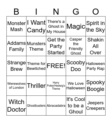 Halloween Bingo Card