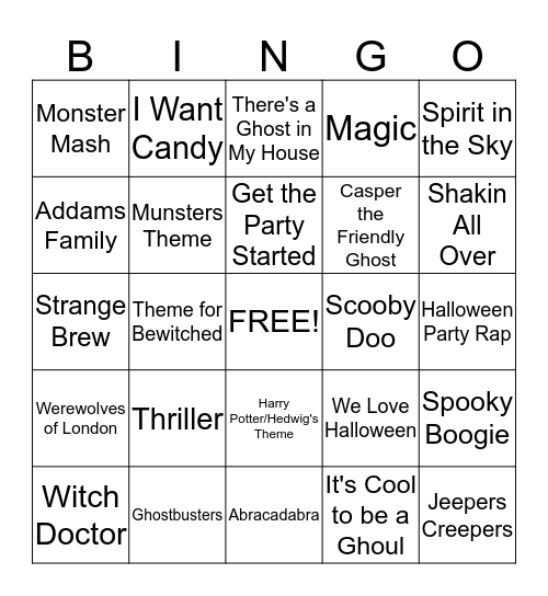 Halloween Bingo Card