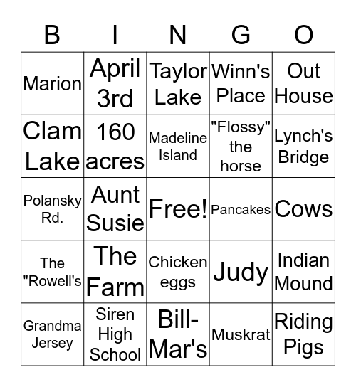 Leighow Bingo Card