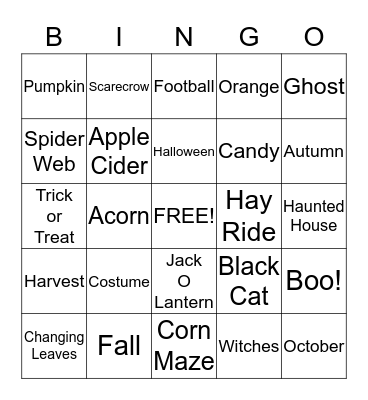 FALL PARTY Bingo Card