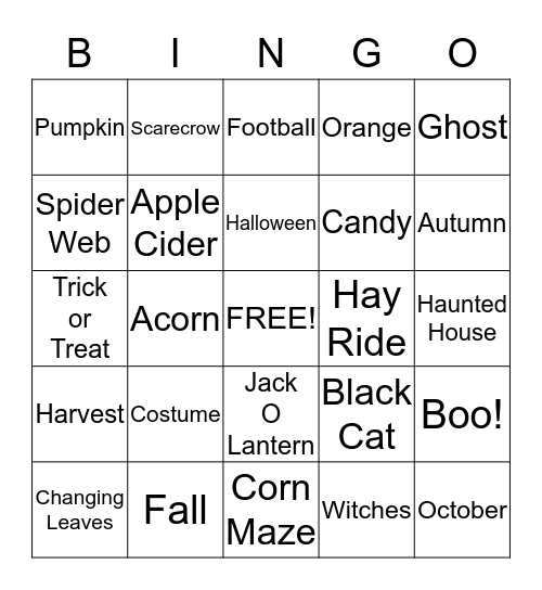 FALL PARTY Bingo Card