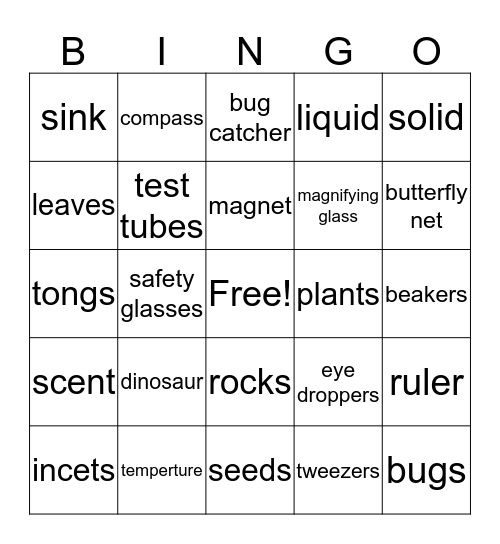 Speaking Science: Science Vocabulary for Early Learning Bingo Card