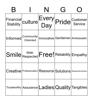 Culture Bingo Card