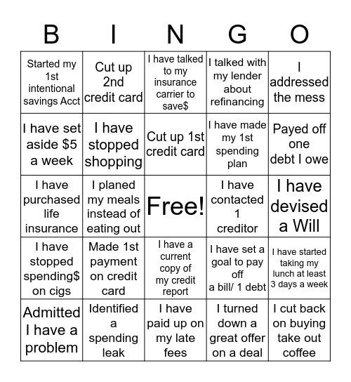 D-FREE   B-I-N-G-O Bingo Card