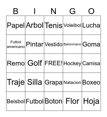 Vocabulary Bingo Card