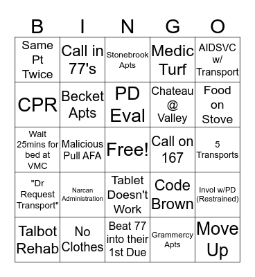 Station 13 Bingo Card