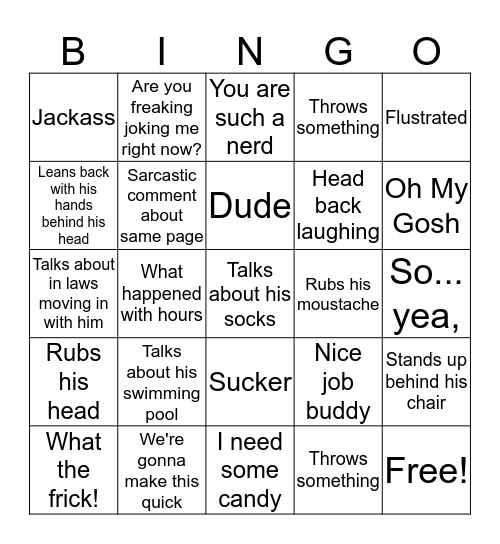 Brad Bingo Card