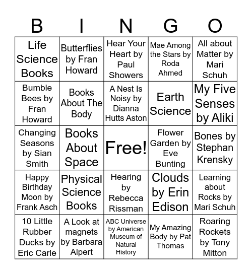 SCIENCE BOOKS: Build Language and Scientific Literacy  Bingo Card