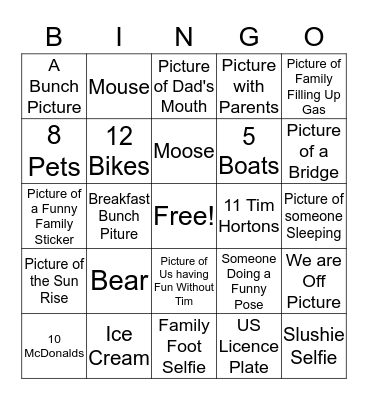 Bingo Trips Bingo Card