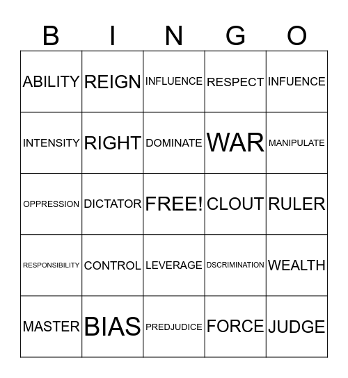 POWER - BINGO Card