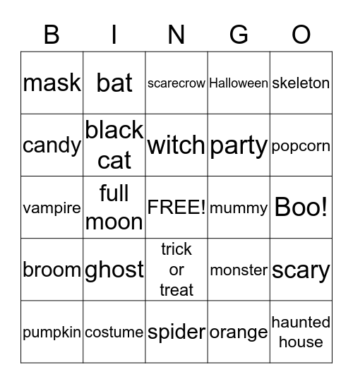October 31st Bingo Card