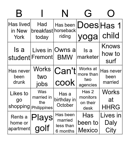ALOHA Bingo! Bingo Card