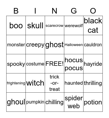 Halloween BINGO Card