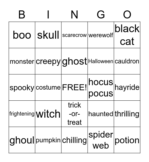 Halloween BINGO Card