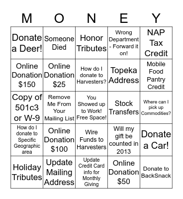 Fund Development BINGO Card