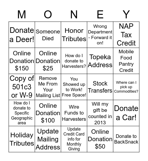 Fund Development BINGO Card