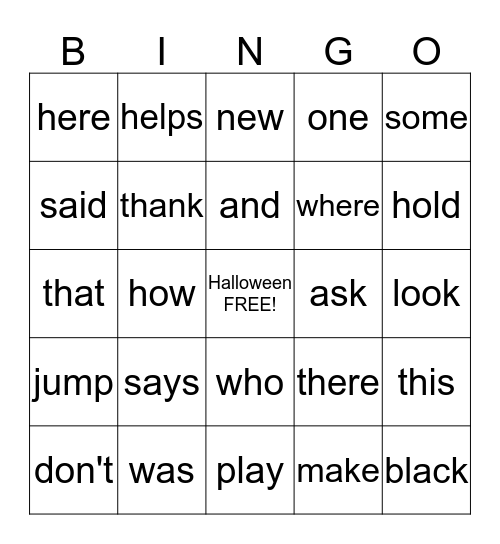 Halloween Bingo Card