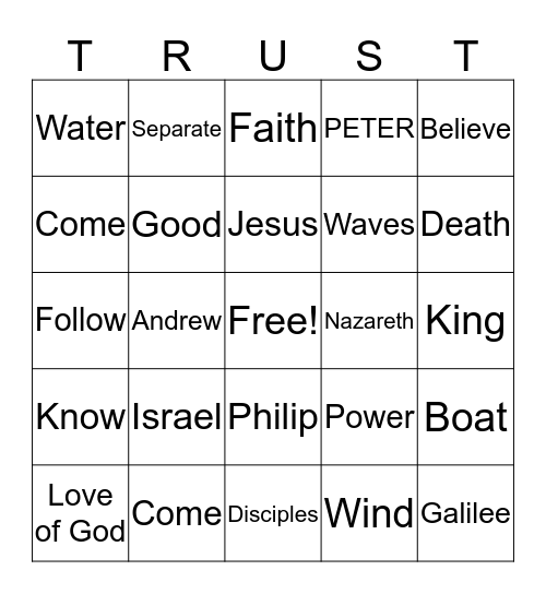 Confidence in God Bingo Card
