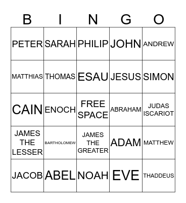 PEOPLE OF THE BIBLE Bingo Card