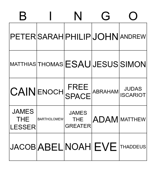 PEOPLE OF THE BIBLE Bingo Card