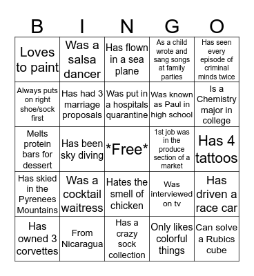 Leser & Leung Boot Camp Bingo Card