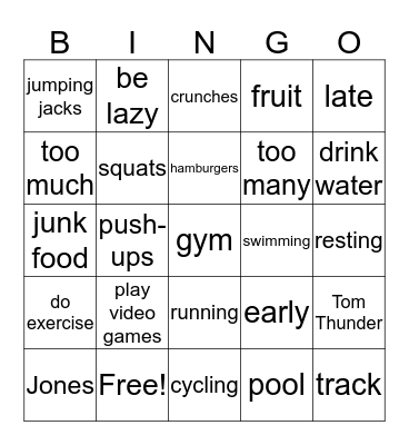 Back on Track! Bingo Card