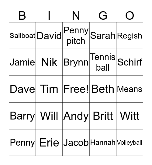 BEACH BINGO Card