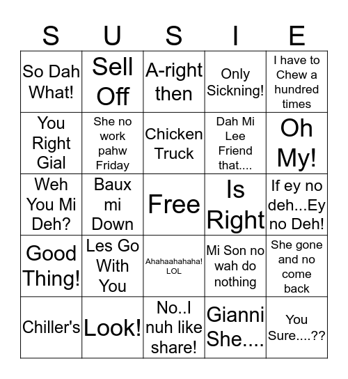 Susie Farewell Bingo Card