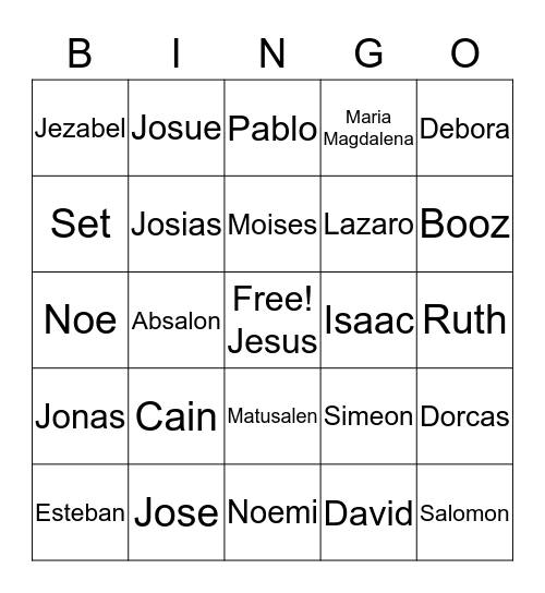Personajes de la Biblia Bingo Card