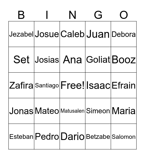 Personajes de la Biblia Bingo Card