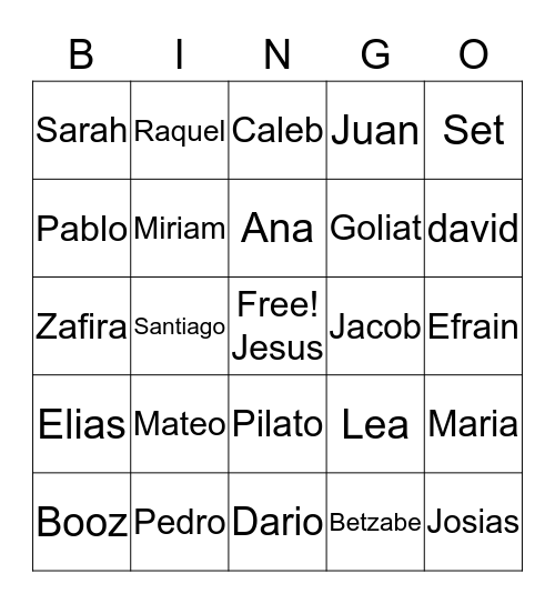 Personajes de la Biblia Bingo Card