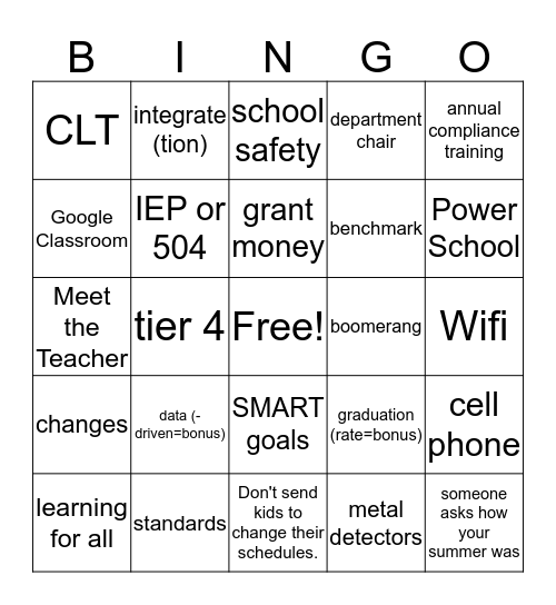 1st Day Bingo! Bingo Card