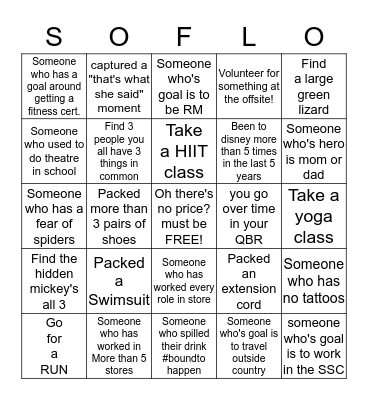 SOFLO Q3 offsite Bingo Card