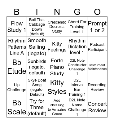 Band Bingo Card