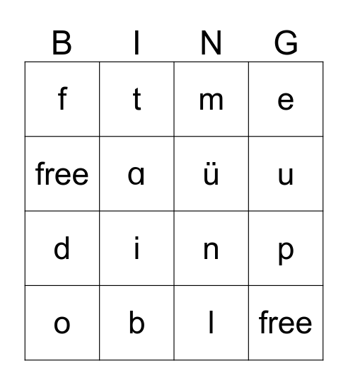 声母 Bingo Card