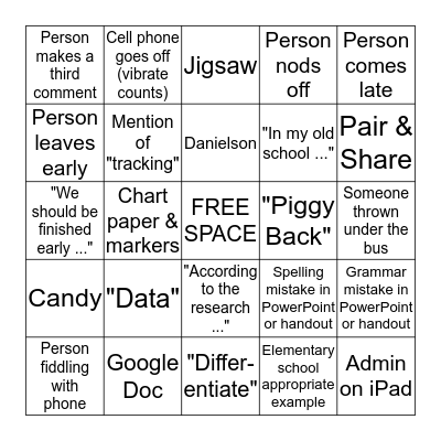 PW Bingo Card