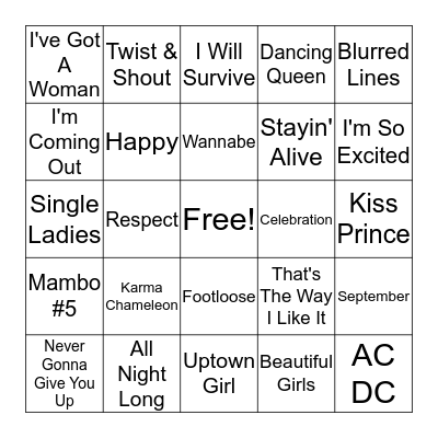 Tounes de mariages  Bingo Card