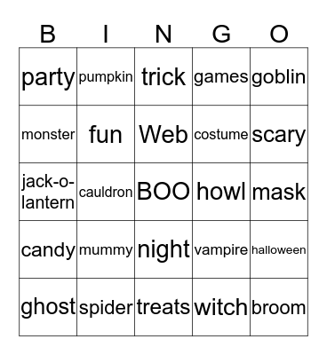 Halloween BINGO Card