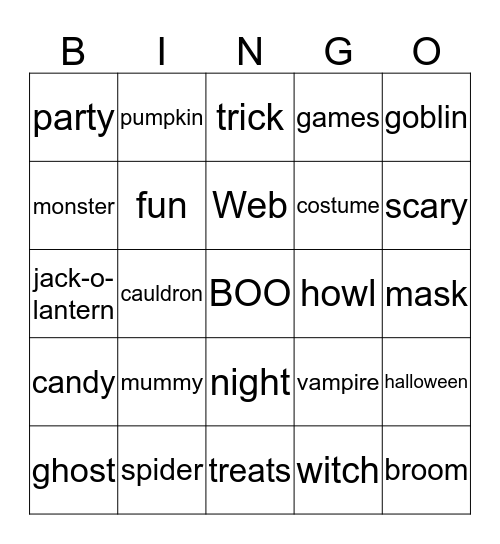 Halloween BINGO Card