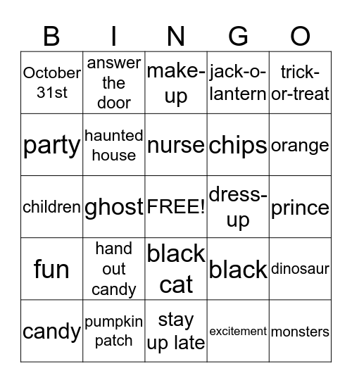 Halloween Bingo Card