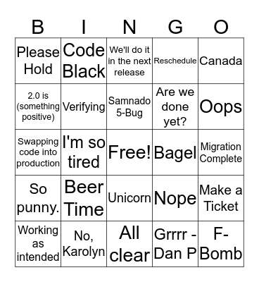 Release 2.0 Canada Bingo Card