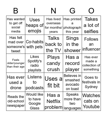 Find someone who... Bingo Card