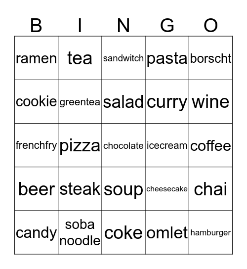 something delicious Bingo Card