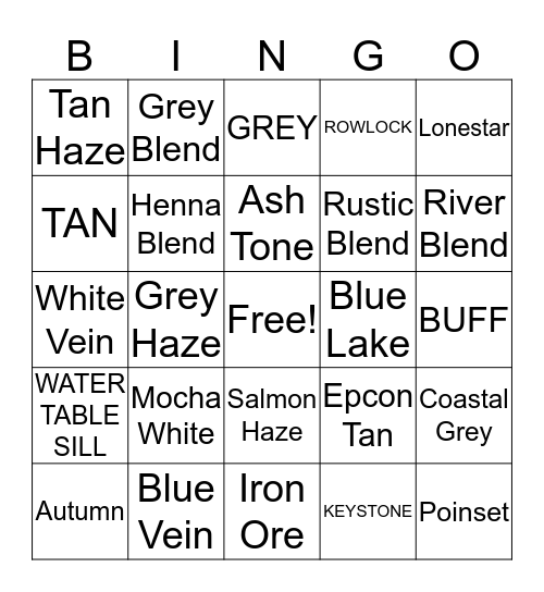 VSW Bingo Card