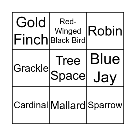 Bird Bingo Card