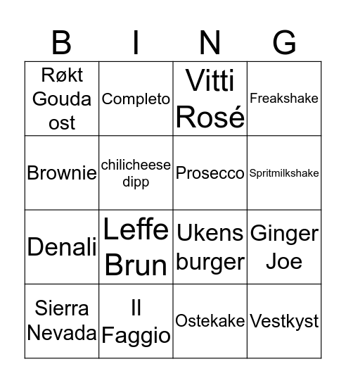 Døgnvill Bingo Card