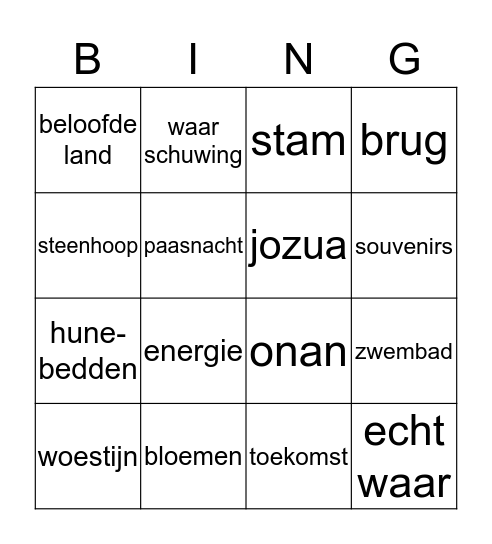 Woord Bingo Card