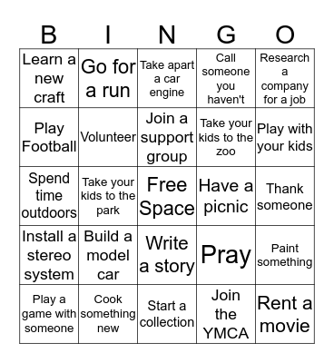 LEISURE TIME  Bingo Card