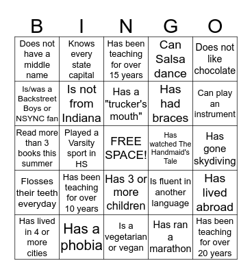 Lew Crew Human Bingo Card